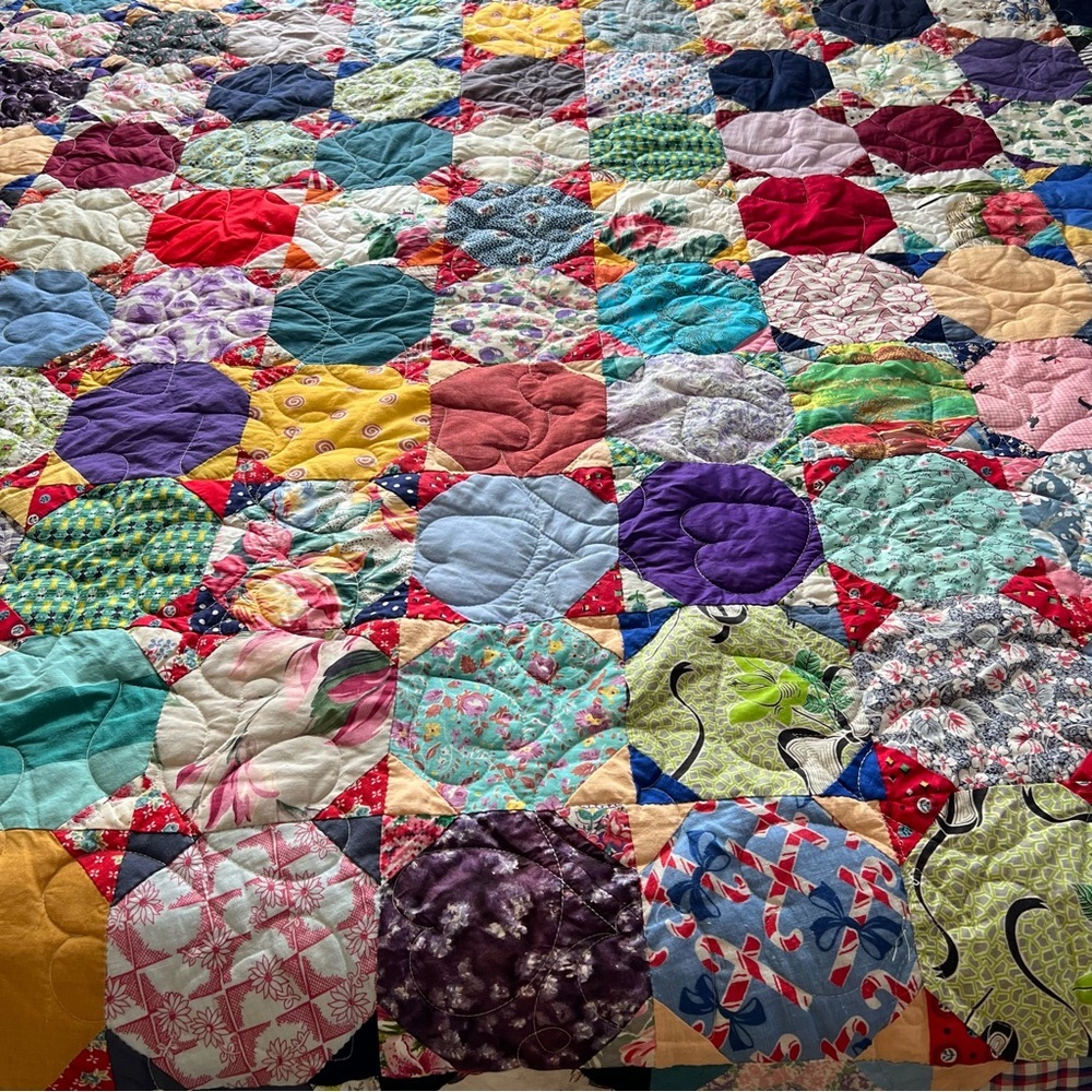 Vintage Patchwork Quilt – Handmade – 85” x 75” - Picture 5 of 12